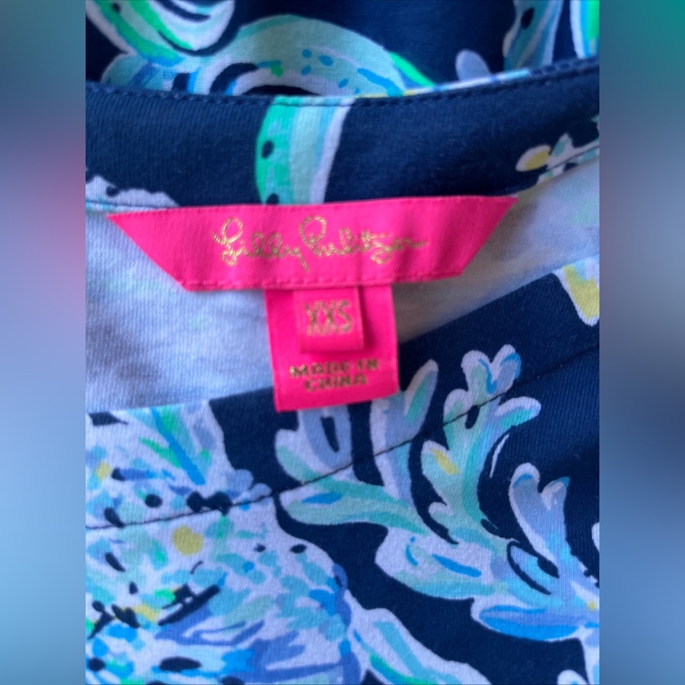 LILLY PULITZER Lula Romper High Tide Navy Scuba Doo Engineered Shorts Romper XXS - Picture 10 of 10